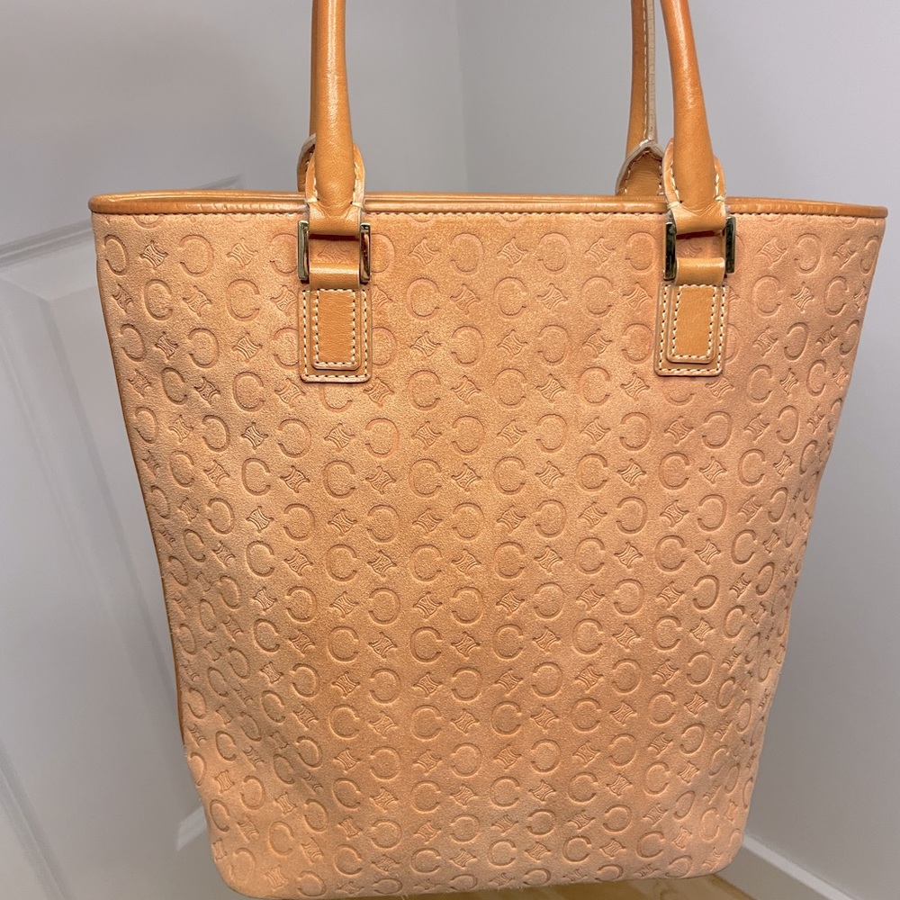 Celine C Macadam suede handbag tote authentic hard to find